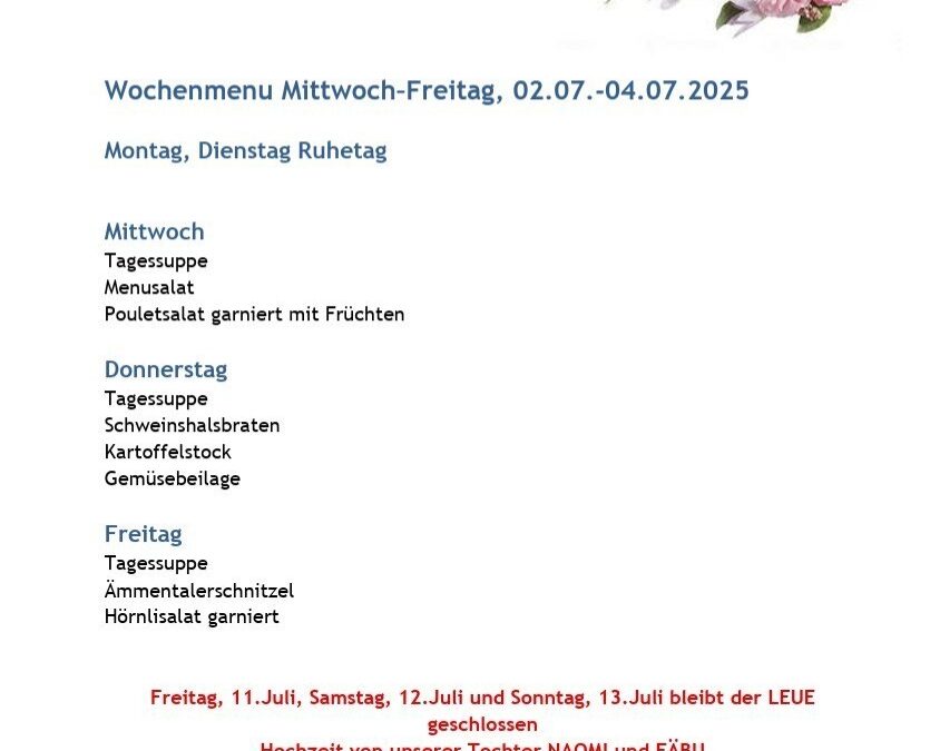 Wochenmenu 1-7