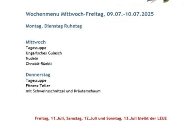Wochenmenu 09.-10. Juli 2025
