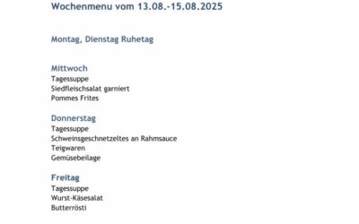 Wochenmenu vom 13.08. bis zum 15.08.2025