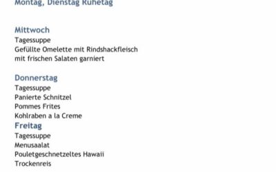 Wochenmenu vom 27.08. bis zum 29.08.2025