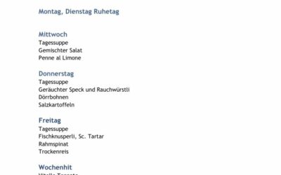 Wochenmenu vom 03.09. bis zum 05.09.2025