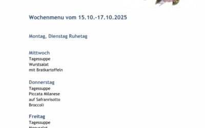 Wochenmenu vom 15.10. bis zum 17.10.25