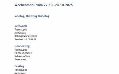 Unsere Menus für die Woche vom 22.10. bis zum 24.10.2025
