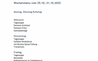 Wochenmenu vom 29.10. bis zum 31.10.25