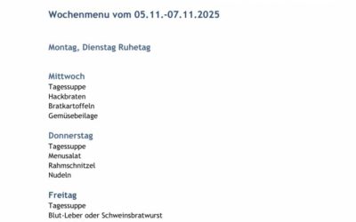Wochenmenu vom 05.11. bis zum 07.11.2025