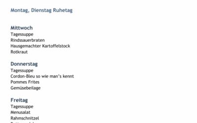 Wochenmenu vom 03.12. bis zum 05.12.2025