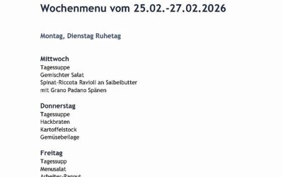 Wochenmenu vom 25.02. bis zum 27.02.2026
