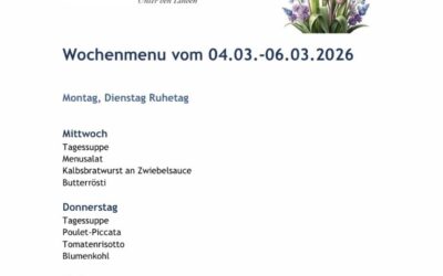 Wochenmenu vom 04.03. bis zum 06.03.2026
