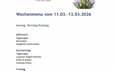 Wochenmenu vom 11.03. bis zum 13.03.2026