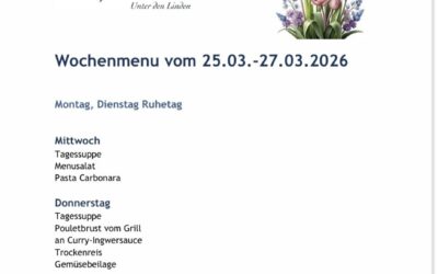 Wochenmenu vom 25.03. bis zum 27.03.2026