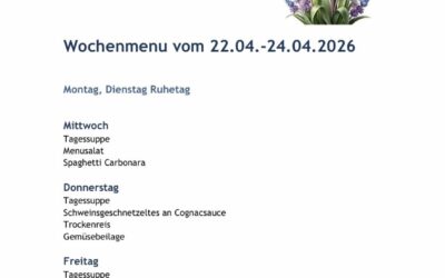 Wochenmenu vom 22.04. bis zum 24.04.2026