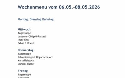 Wochenmenu vom 06.05. bis zum 08.05.2026