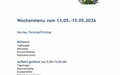 Wochenmenu vom 13.05. bis zum 15.05.2026