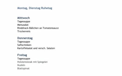 Wochenmenu vom 10.06. bis zum 12.06.2026