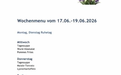 Wochenmenu vom 17.06. bis zum 19.06.2026