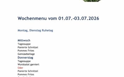 Wochenmenu vom 01.07. bis zum 03.07.26