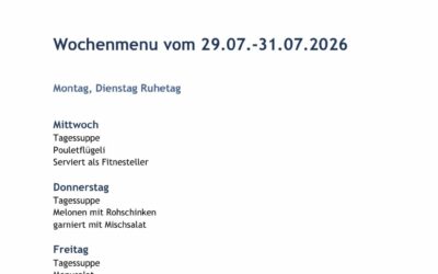 Wochenmenu vom 29.07. bis zum 31.07.2026