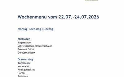 Wochenmenu vom 22.07. bis zum 24.07.2026