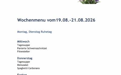 Wochenmenu vom 19.08. bis zum 21.08.2026