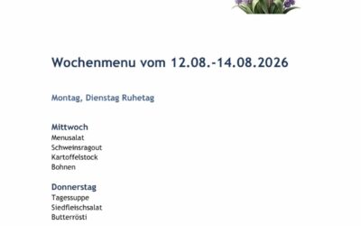Wochenmenu vom 12.08. bis zum 14.08.2026