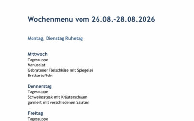 Wochenmenu vom 26.08. bis zum 28.08.2026