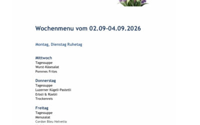 Wochenmenu vom 02.09. bis zum 04.09.2026