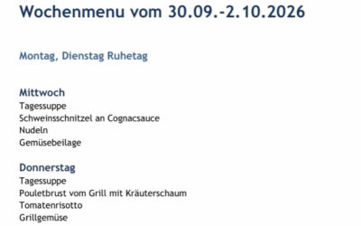 Wochenmenu vom 30.09. bis zum 02.10.2026