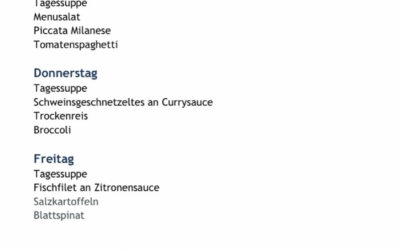 Wochenmenu vom 23.09. bis zum 25.09.2026