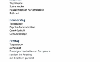 Wochenmenu vom 14.10. bis zum 16.10.2026