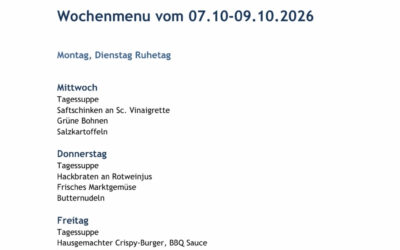 Wochenmenu vom 07.10. bis zum 09.10.2026
